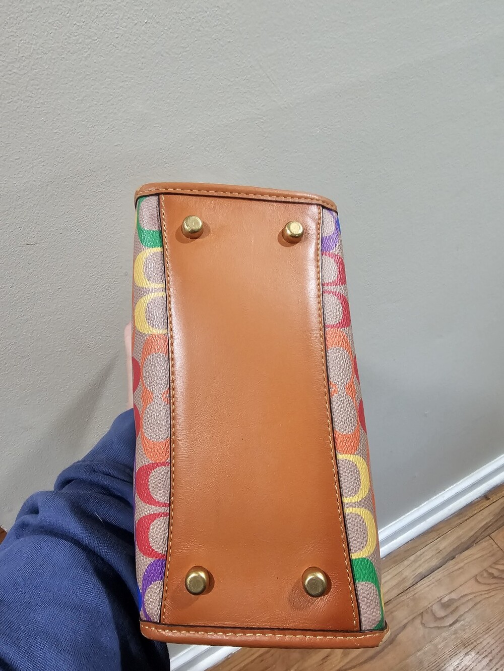 Coach Rainbow Signature Canvas Tote with Leather Trim - Picture 6 of 6